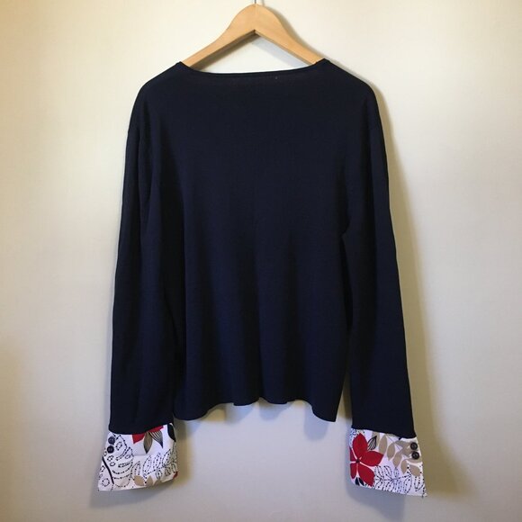 Alfred Dunner Retro 90s Button Up Two Fabric Cardigan - Picture 2 of 15